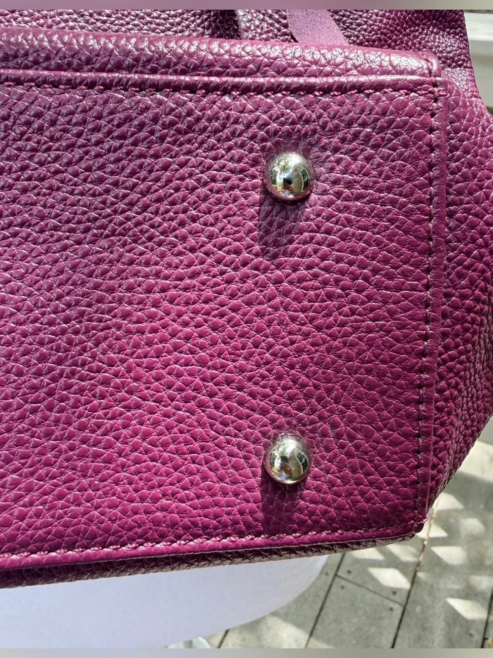 M.I.L.A. MILA Luxe Pebbled Leather Tote Bag Plum Made In Los Angeles NEW